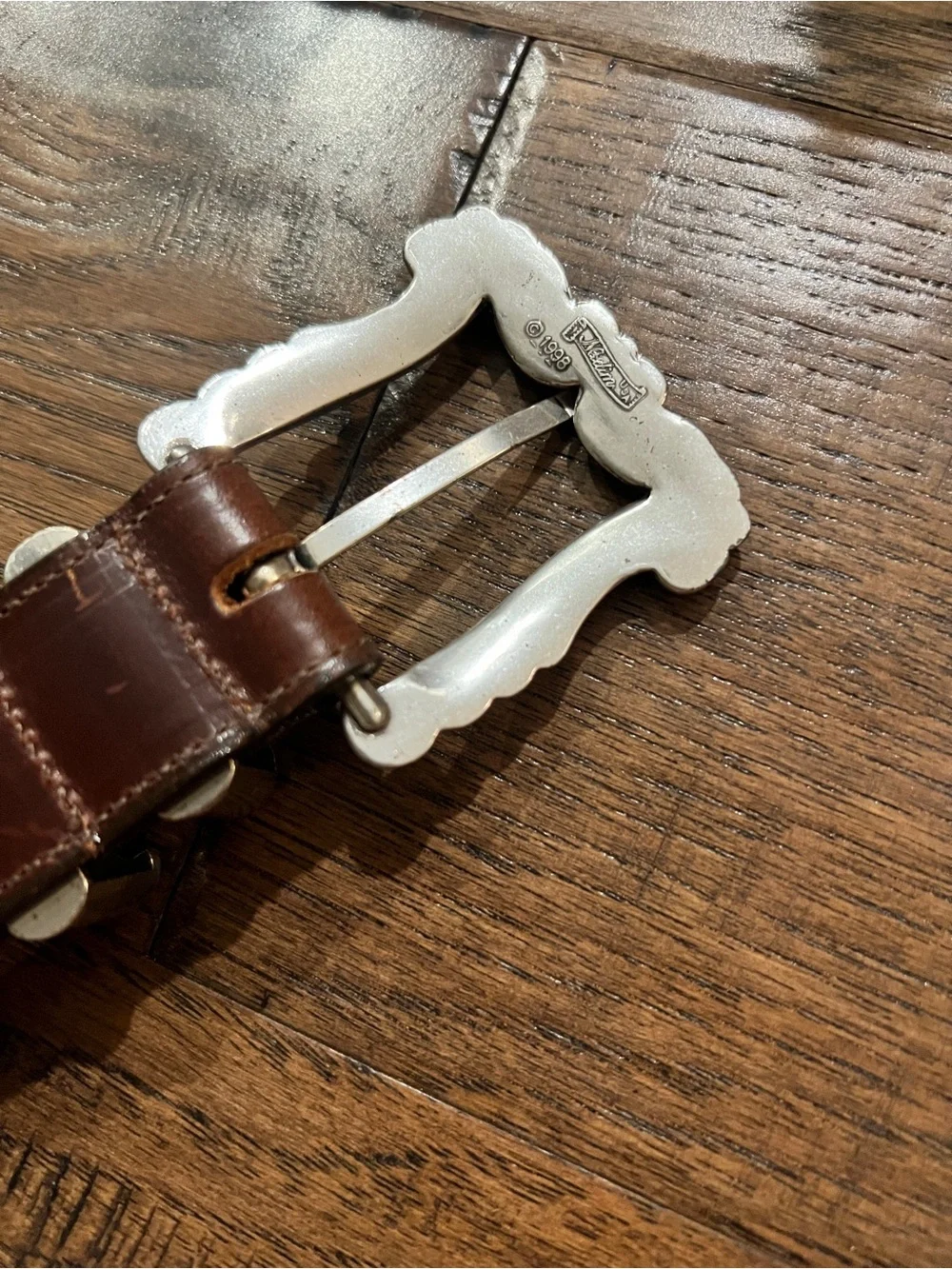 Vintage Lady Nadim Brown Leather Western Concho Belt Size M